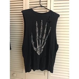 Unif Black Skeleton Muscle Tee